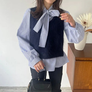Back Ribbon Angora Vest