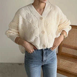Waffle Cable Knit Cardigan