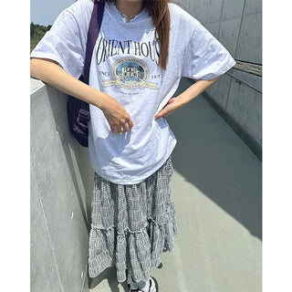 Checked cantan skirt