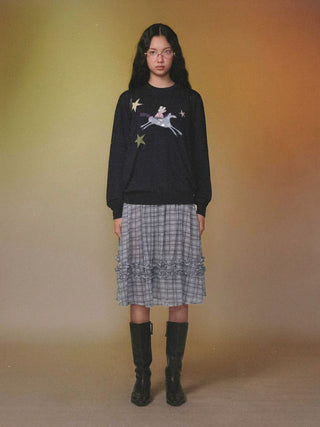 [Moromoro2] Rabbit & Horse Jacquard Crewneck  Sweater