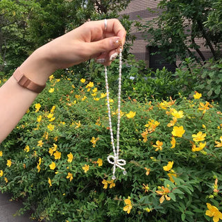 Pearl ribbon necklace