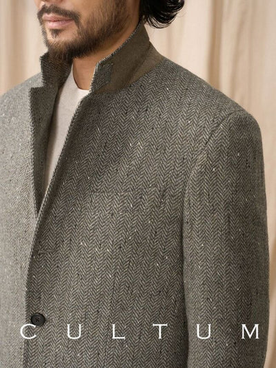 [CULTUM] Wool Blend Herringbone Blazer