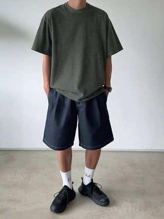 All Day Double-Tuck Half-Band Denim Shorts