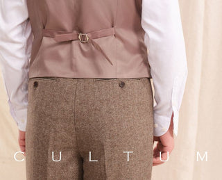 [CULTUM] Herringbone Wool Blend Suit Vest