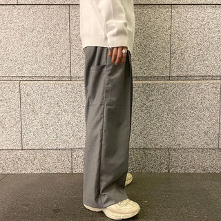 Stitched pintuck wide slacks