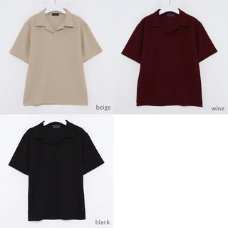 minimal open collar tee