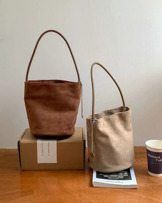 Suede Chain Mini Shoulder Bucket Bag