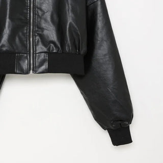Leather blouson jacket