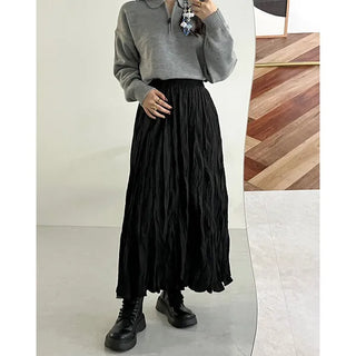 Wrinkle Round Long Skirt