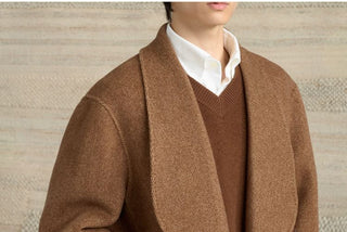 [CULTUM] Shawl Collar Belted Long Wool Coat