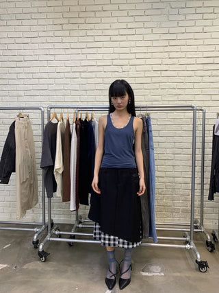 NEVERSEEZ Checkered Patchwork Skirt