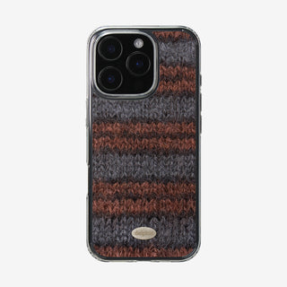 MOHAIR STRIPE SILVER EPOXY CASE _ BROWN