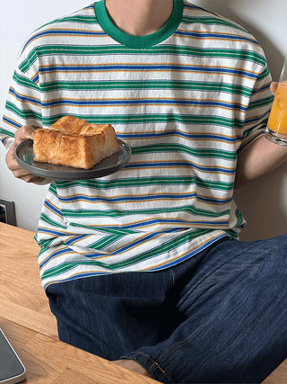 Pale Multi Stripe 1/2 T-shirt
