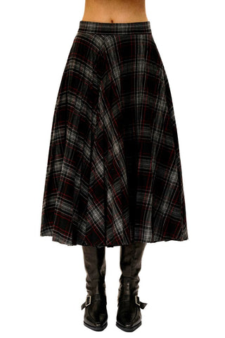 [Moromoro2] Retro Plaid Wool Blend Pleated  Skirt
