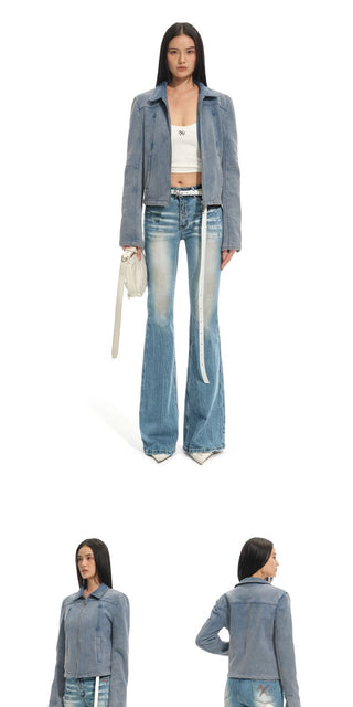 [NOTAWEAR] High-Waist Washed Slim Flare  Jeans