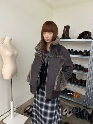 [NeverSeez] Argyle Layered Knit Cardigan