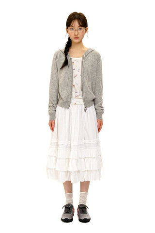 [Moromoro2] Handmade Patch Hooded Zip-Up  Cardigan