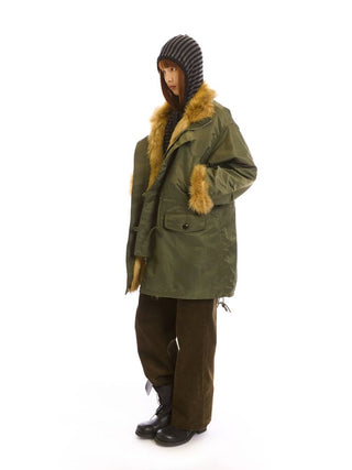 [NeverSeez] Fur Collar Oversized Parka Coat