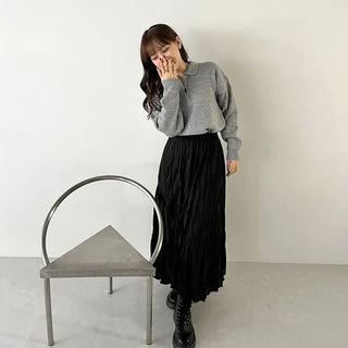 Wrinkle Round Long Skirt
