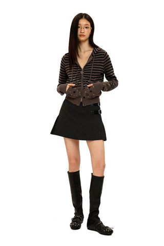 [Moromoro2] Star Striped Rhinestone Knit  Top