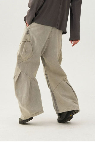 [Monterest] Washed Cotton Pleated Wide Leg Pants