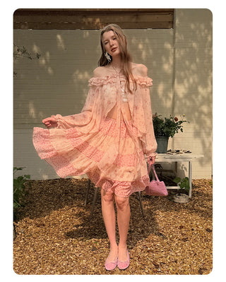 [NECY] Romance Floral Patchwork Midi Skirt