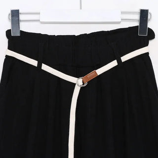 Belted linen slacks