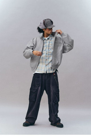 [Monterest] Wool Blend Stand Collar Harrington Jacket