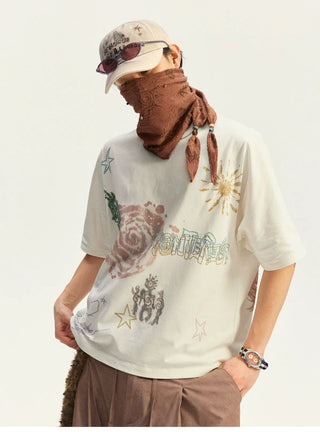 [Monterest] Horse Year Graffiti Print Embroidered Tee