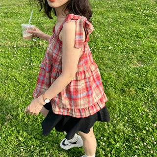 Checked camisole blouse