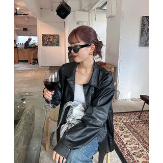 Loose leather jacket