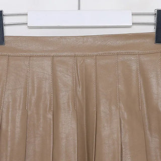 Leather pleated skirt