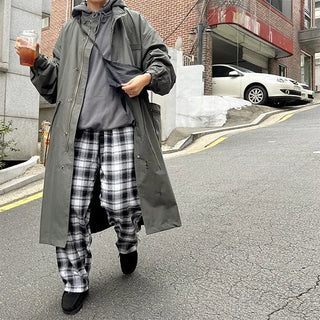 Checked wide easy pants