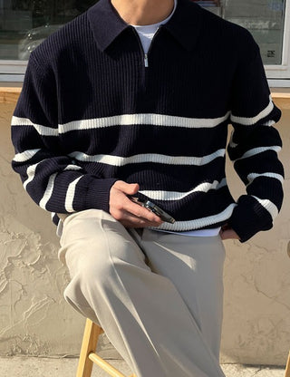 Good Fit Half-Zip Striped Knit (5 colors)
