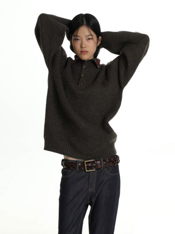 MASONPRINCE Stand Collar Knit Sweater