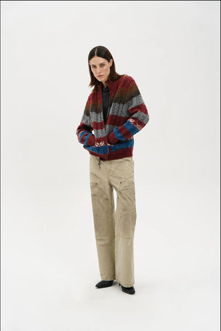 [MASONPRINCE] Fair Isle Cable Knit Wool Blend Cardigan