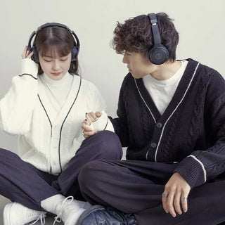 Cable knit unisex cardigan