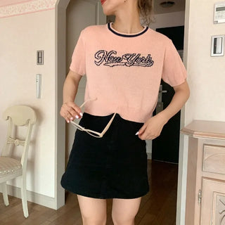 New York Lettering Knit T-Shirt