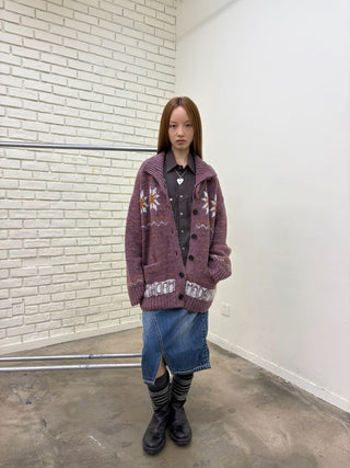 [NeverSeez] Fair Isle Wool Blend Cardigan