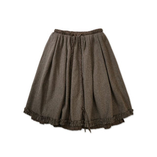 [Moromoro2] Wool Blend Check Layered Ruffle  Skirt