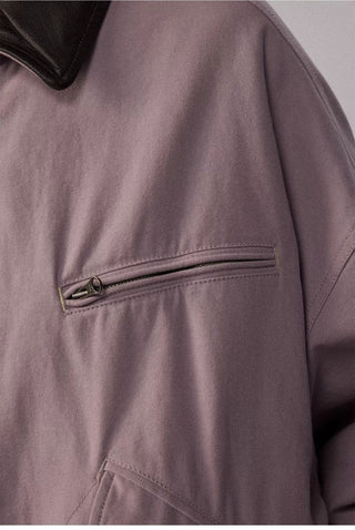 [Monterest] Washed Cotton Work Jacket with Leather Collar