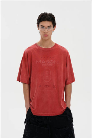 [MASONPRINCE] Washed Graphic Print T-Shirt