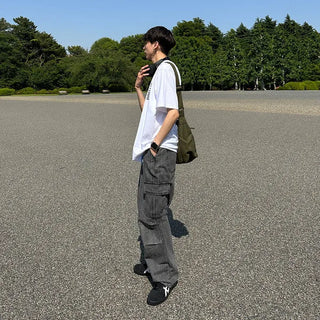 Cargo wide denim pants