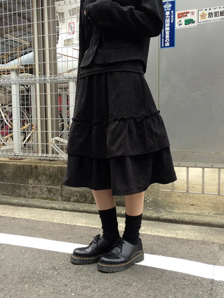 Corduroy frill skirt