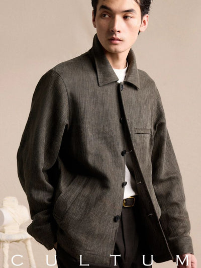 [CULTUM] Linen Blend Shirt Collar Jacket