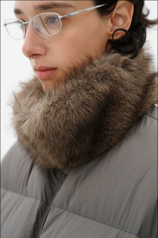 [MASONPRINCE] Quilted Oversized Down Jacket with Fur Collar