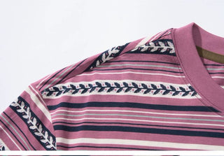 [Monterest] Cotton Totem Stripe Embroidered Tee