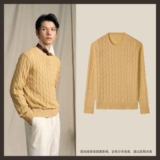 [CULTUM] Ivy Style Cable Knit Crewneck Sweater