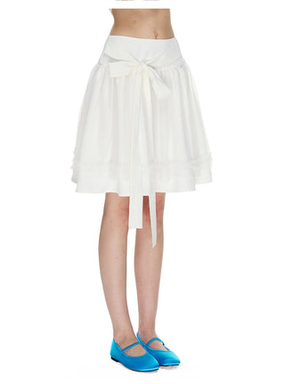 [NECY] Mimora Bow Tie Lace Midi Skirt