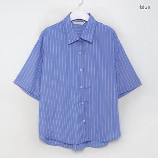 Half-sleeve striped shirt